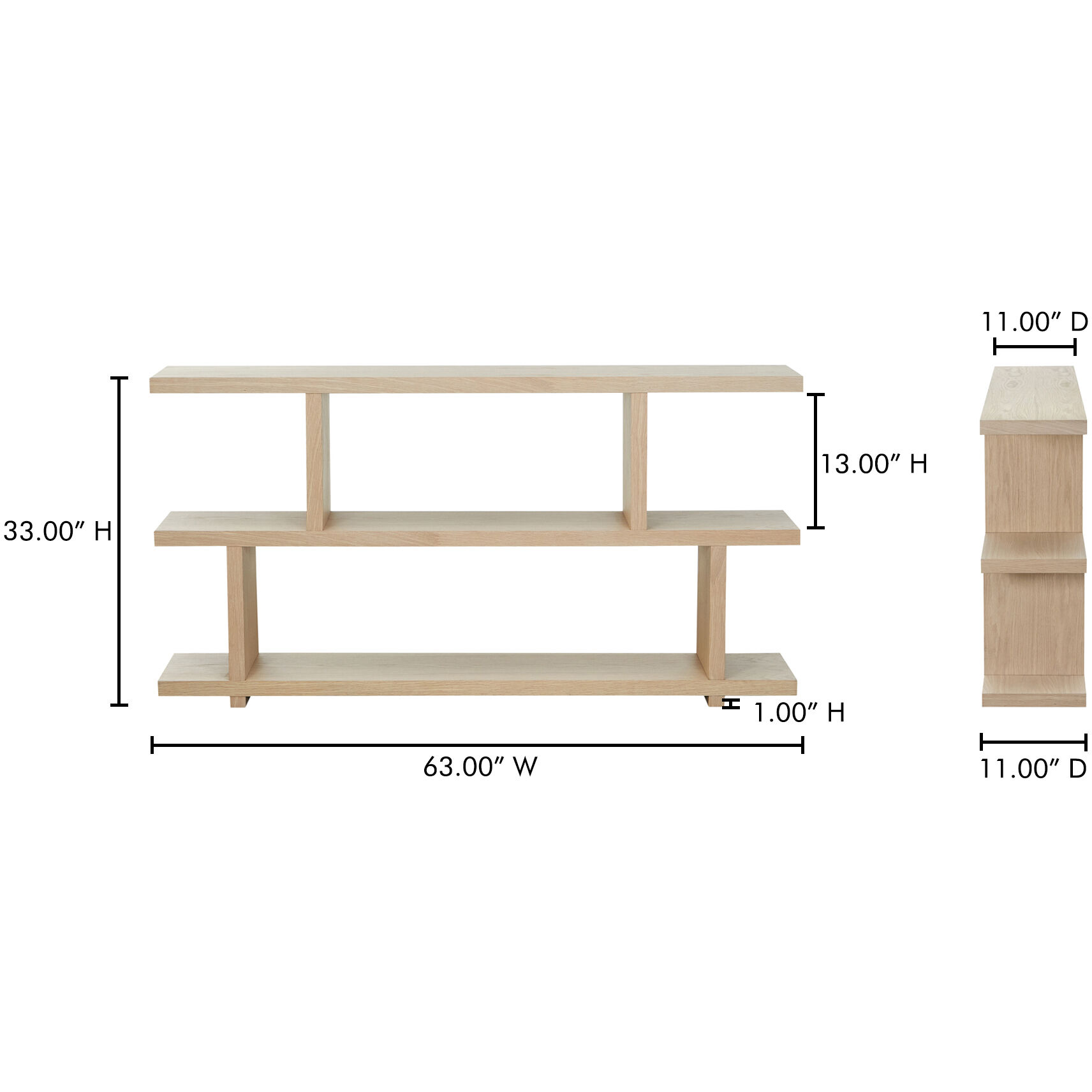 Ichigo 63 X 33 X 11 inch Natural Shelf, Miri