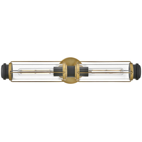 Masthead 2 Light 24 inch Heritage Brass with Black Vanity Light Wall Light