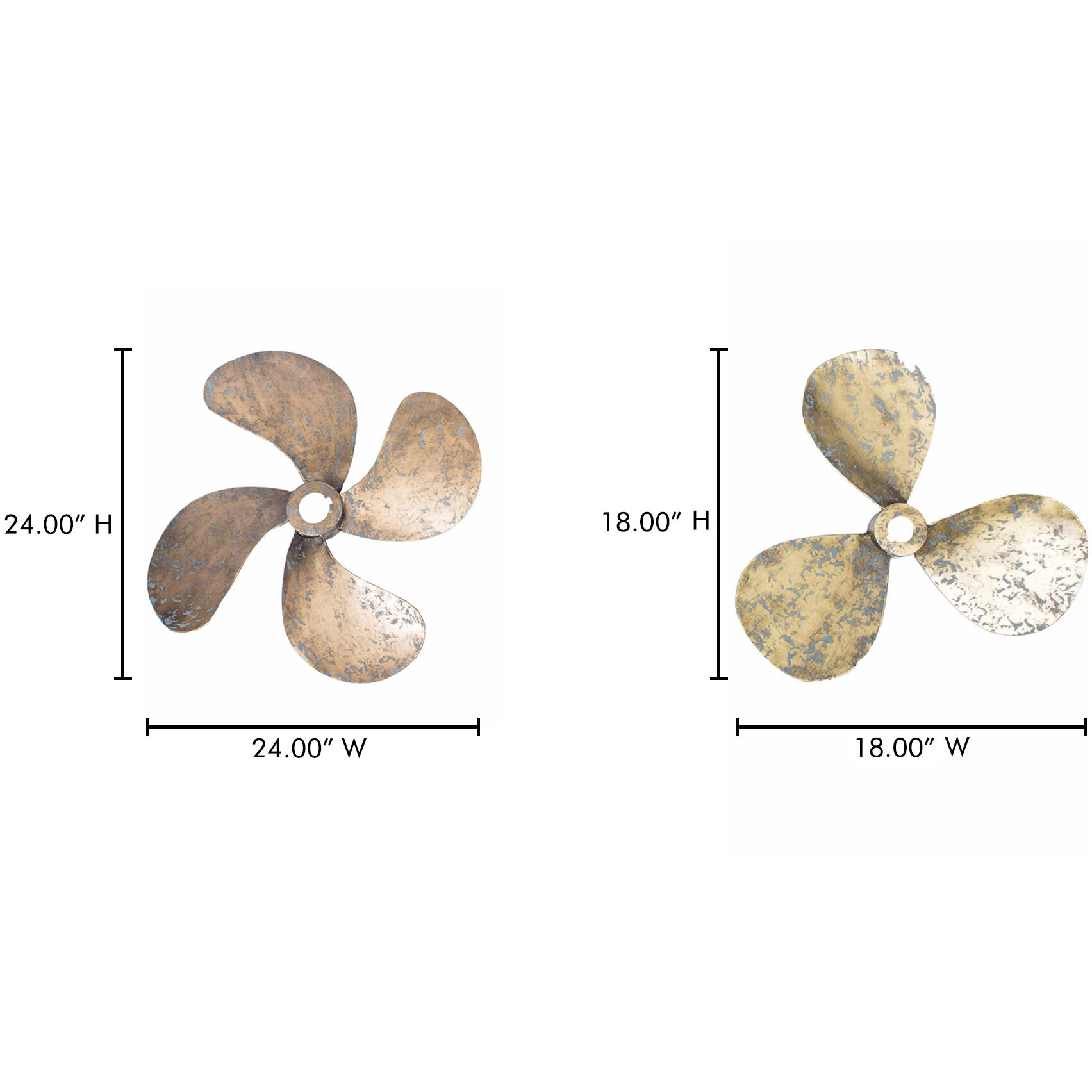 Propellers Gold Wall Décor, Set of 2