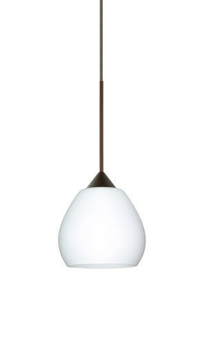 Tay Tay 1 Light Bronze Pendant Ceiling Light in Opal Matte Glass, Halogen