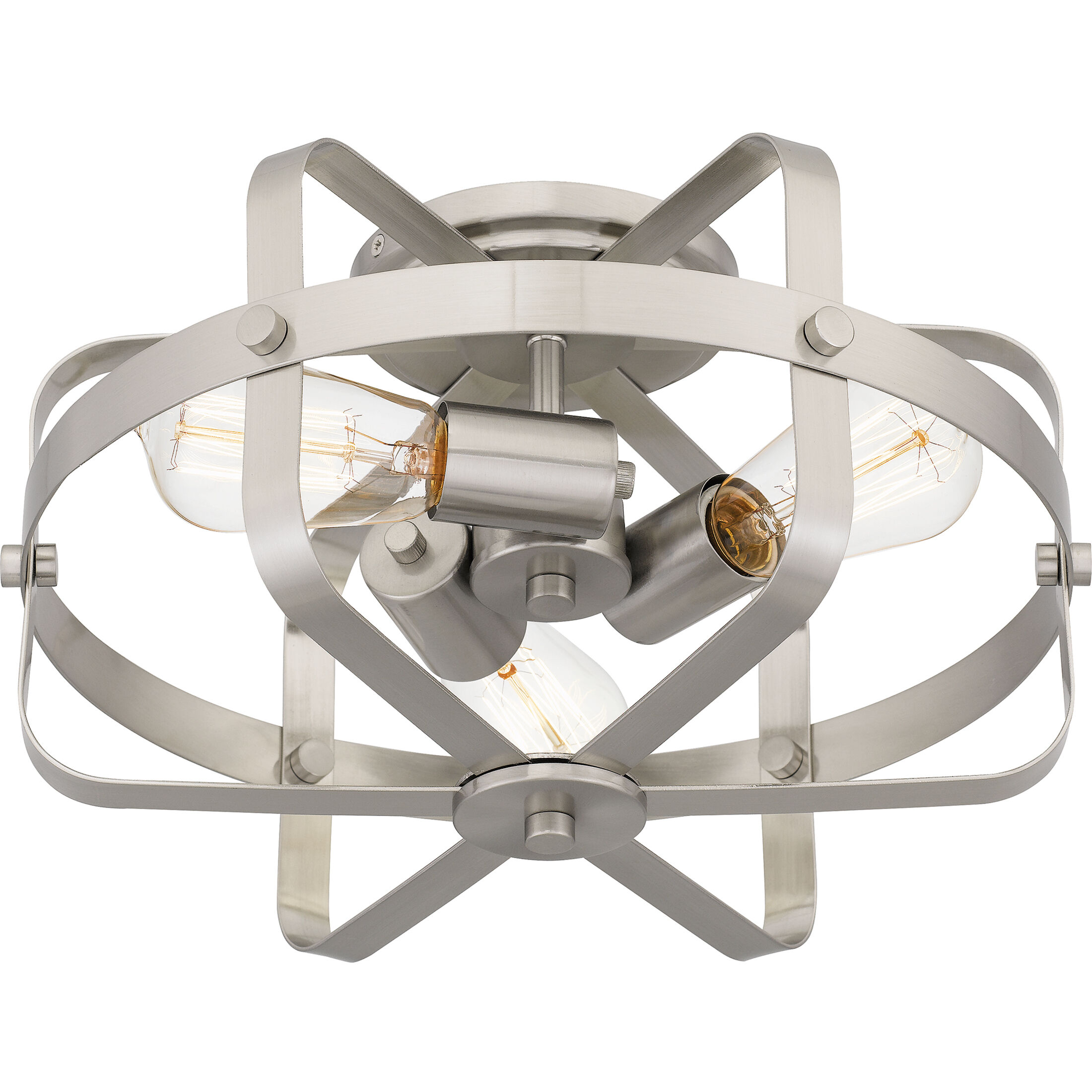 Manzel 3 Light 14 inch Brushed Nickel Flush Mount Ceiling Light