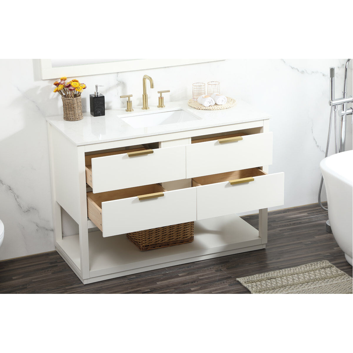 Larkin 48 X 22 X 34 inch White Vanity Sink Set