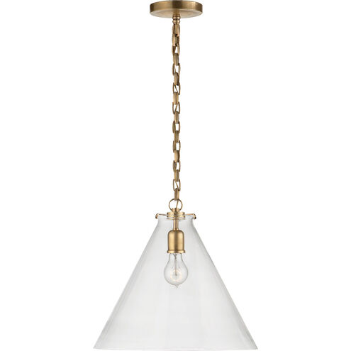 Thomas O'Brien Katie6 1 Light 15.75 inch Hand-Rubbed Antique Brass Conical Pendant Ceiling Light in Clear Glass