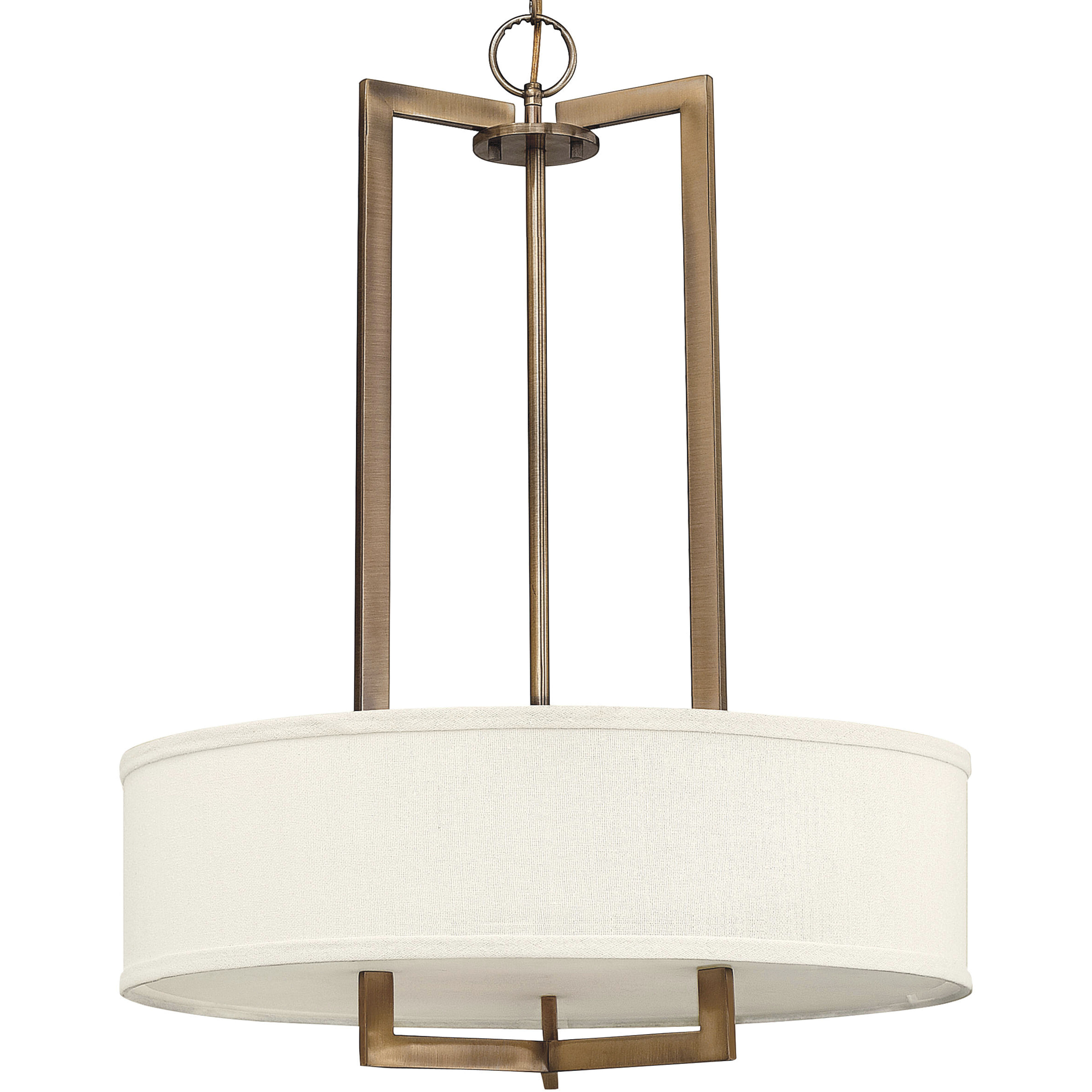 Hampton 3 Light 26 inch Brushed Bronze Indoor Chandelier Ceiling Light in Non-LED