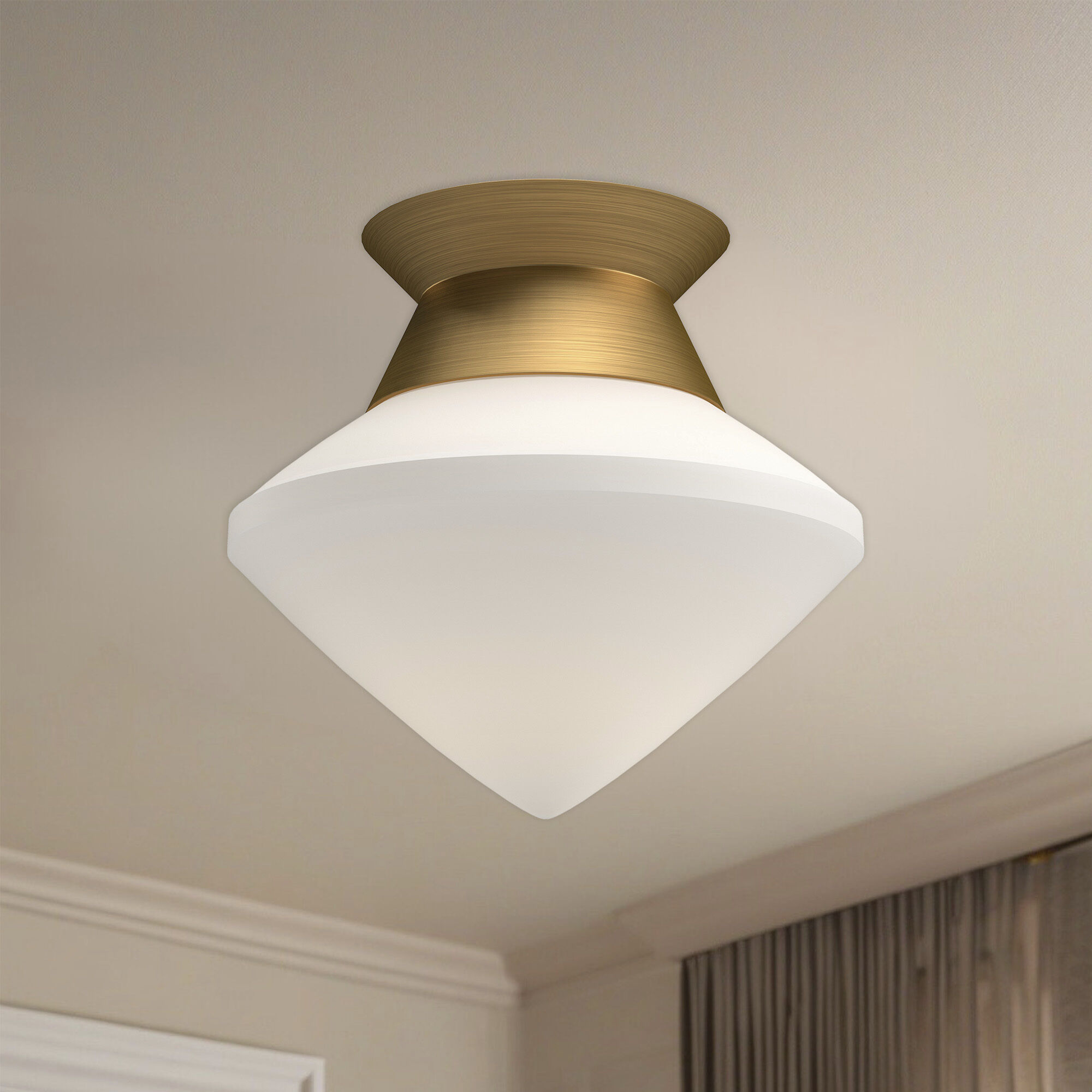 Alora Mood Nora 1 Light 8 inch Aged Gold/Opal Matte Glass Flush Mount Ceiling Light
