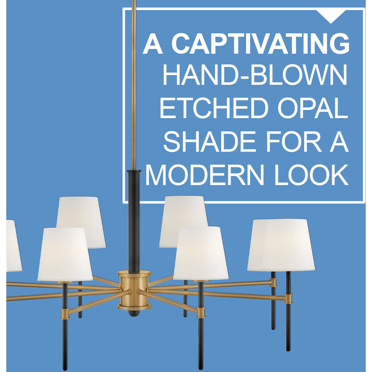 Saunders 8 Light 40 inch Black with Lacquered Brass Chandelier Ceiling Light