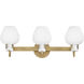 Sylvie 3 Light 24 inch Heritage Brass Bath Light Wall Light