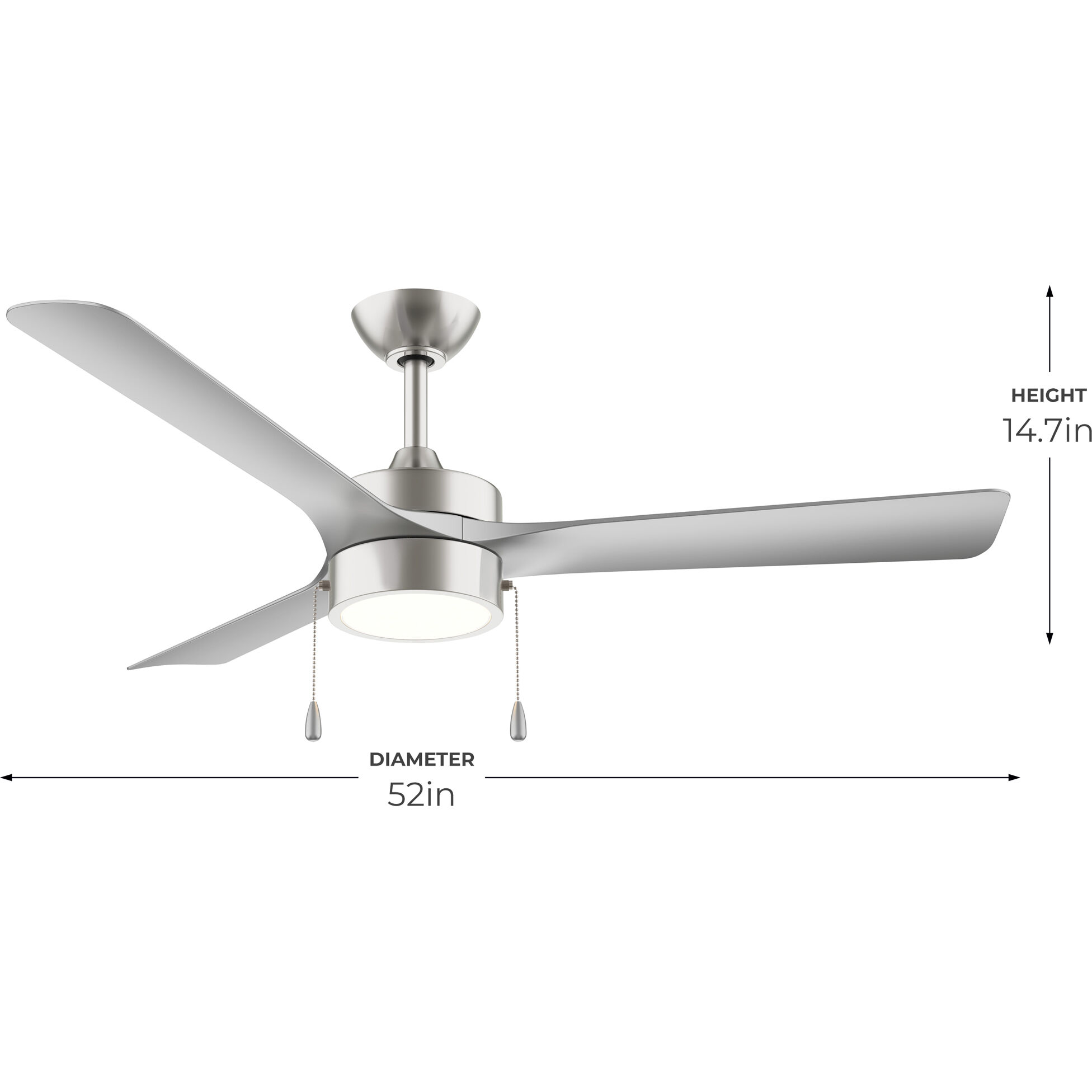 Axion I 52 inch Brushed Nickel with Silver Blades Ceiling Fans