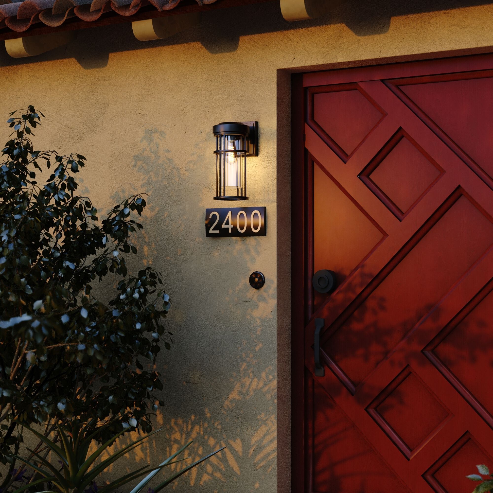 Crestline LED 14 inch Textured Black Outdoor Wall