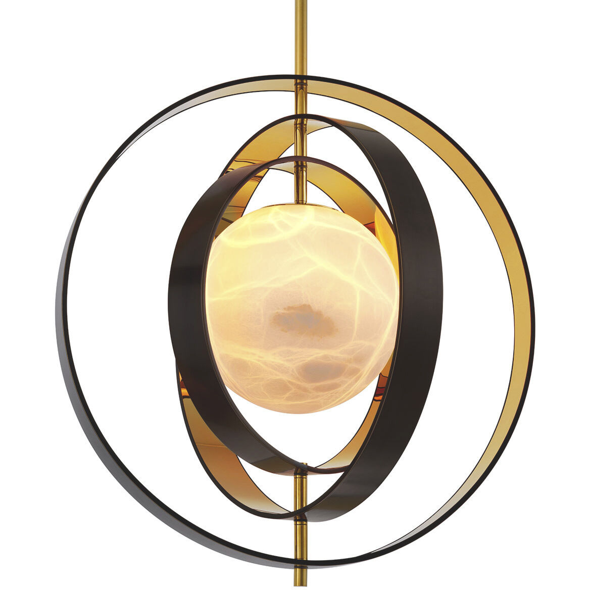 Pearl 1 Light 27.56 inch Bronze Highlight with Gold with Alabaster Chandelier Ceiling Light