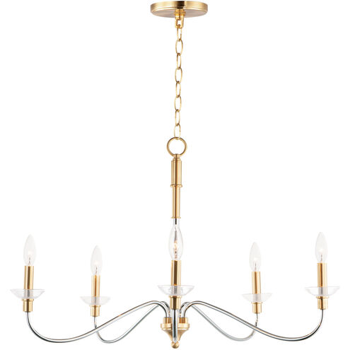 Clarion 5 Light 32 inch Polished Chrome/Satin Brass Chandelier Ceiling Light