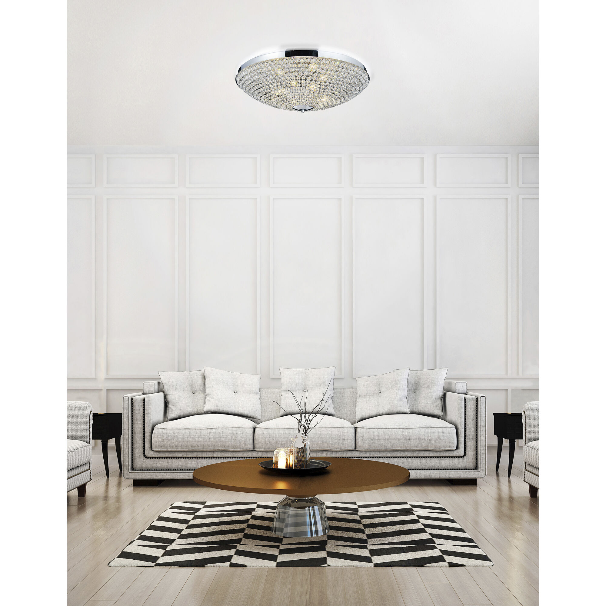 Globe 6 Light 20 inch Chrome Bowl Flush Mount Ceiling Light
