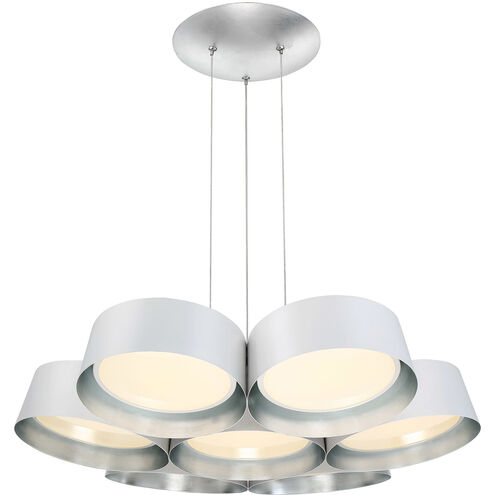 Marimba LED 34 inch White Silver Leaf Chandelier Ceiling Light in 34in.