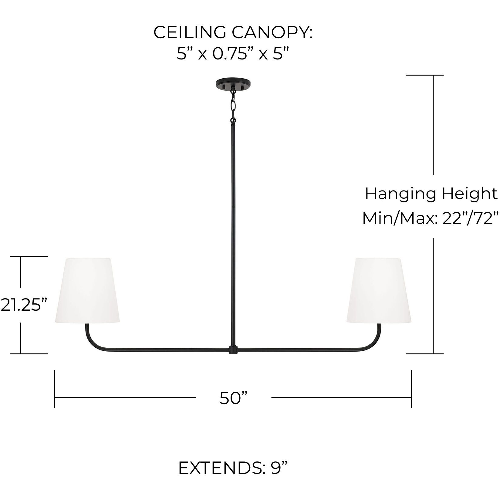 Brody 2 Light 50 inch Matte Black Island Light Ceiling Light