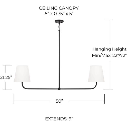 Brody 2 Light 50 inch Matte Black Island Light Ceiling Light