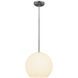 Nitrogen LED 11.5 inch Brushed Steel and Opal Pendant Ceiling Light in 2700K, 1 Light