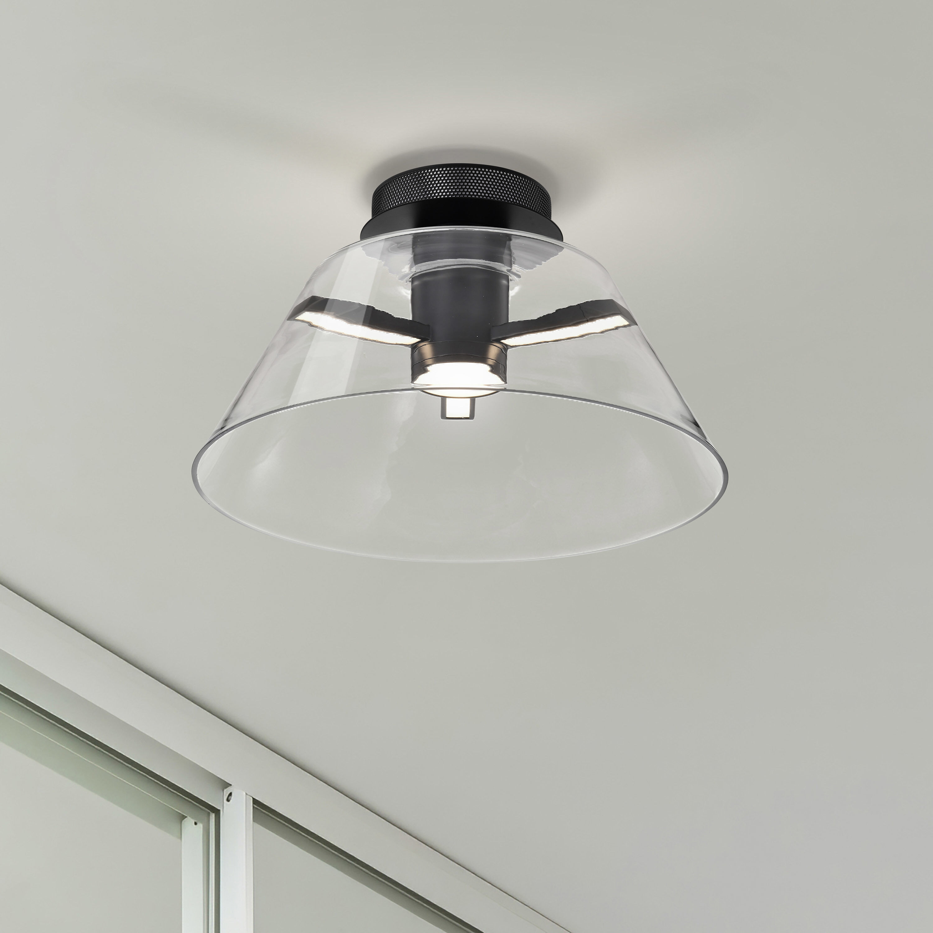 Edmond LED 17 inch Matte Black Semi Flush Mount Ceiling Light
