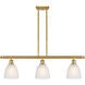 Ballston Castile 3 Light 36 inch Satin Gold Island Light Ceiling Light in White Glass, Ballston