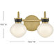 Lucy 2 Light 15.5 inch Lacquered Brass with Black Bath Light Wall Light
