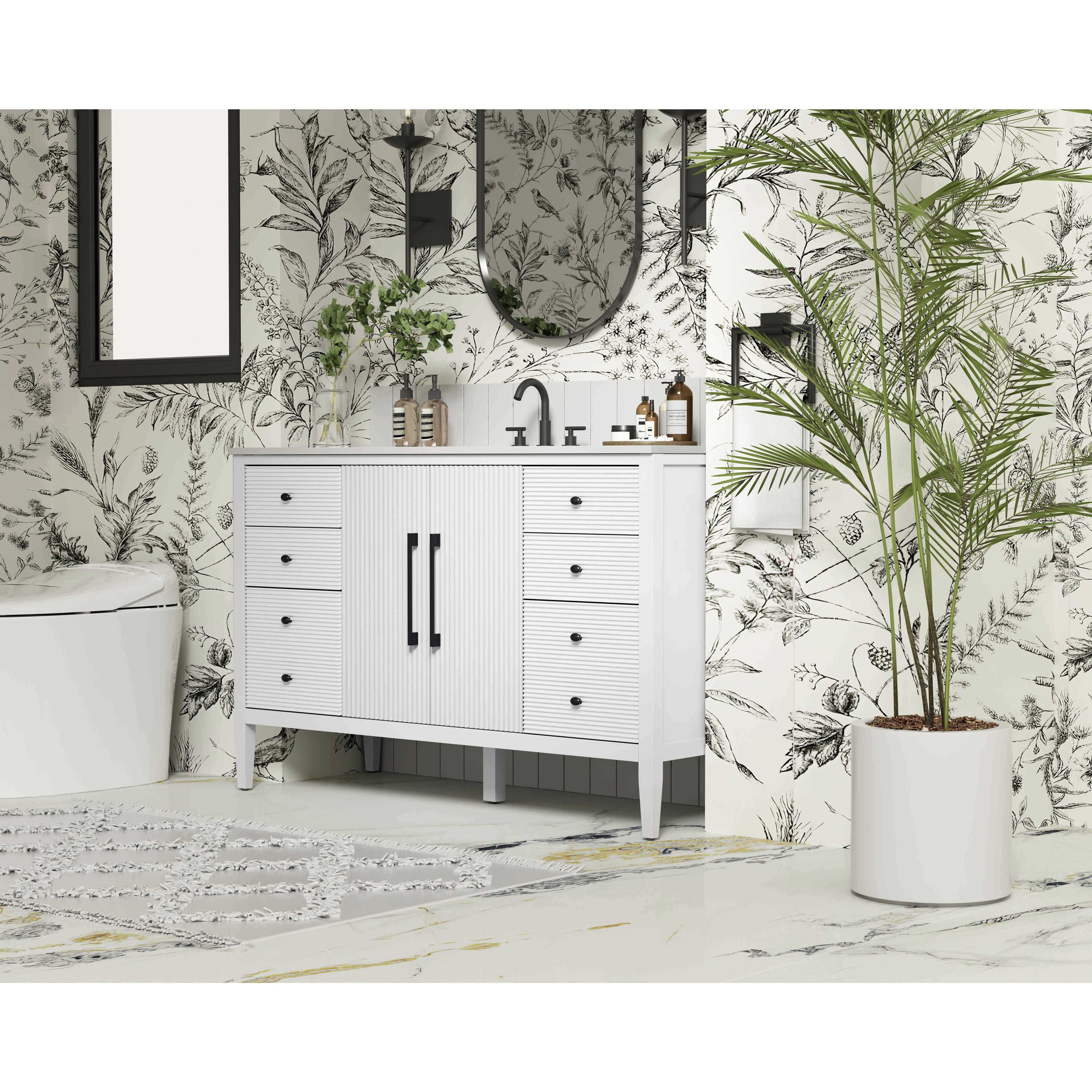 Blakely 54 X 34 inch White Bathroom Vanity Cabinet