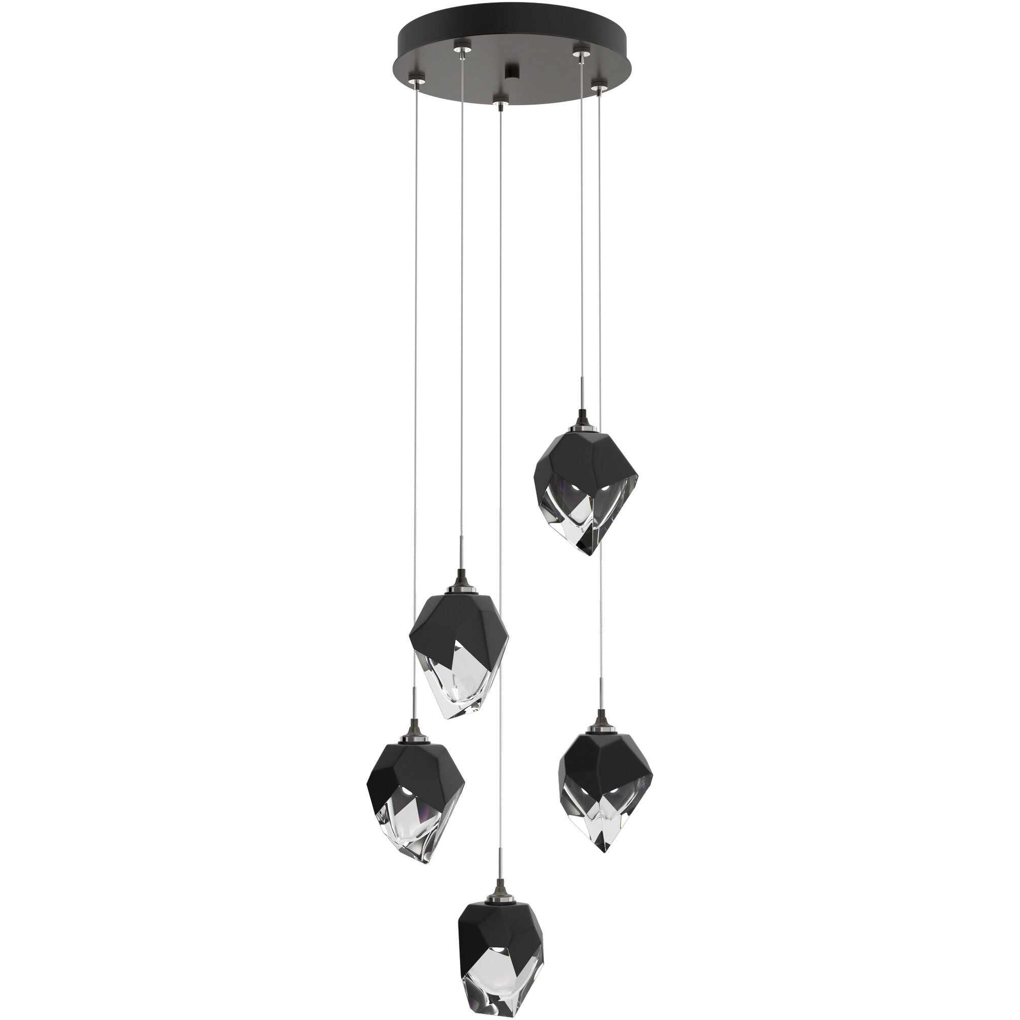 Chrysalis 5 Light 15.4 inch Oil Rubbed Bronze Pendant Ceiling Light in Black Crystal, Small