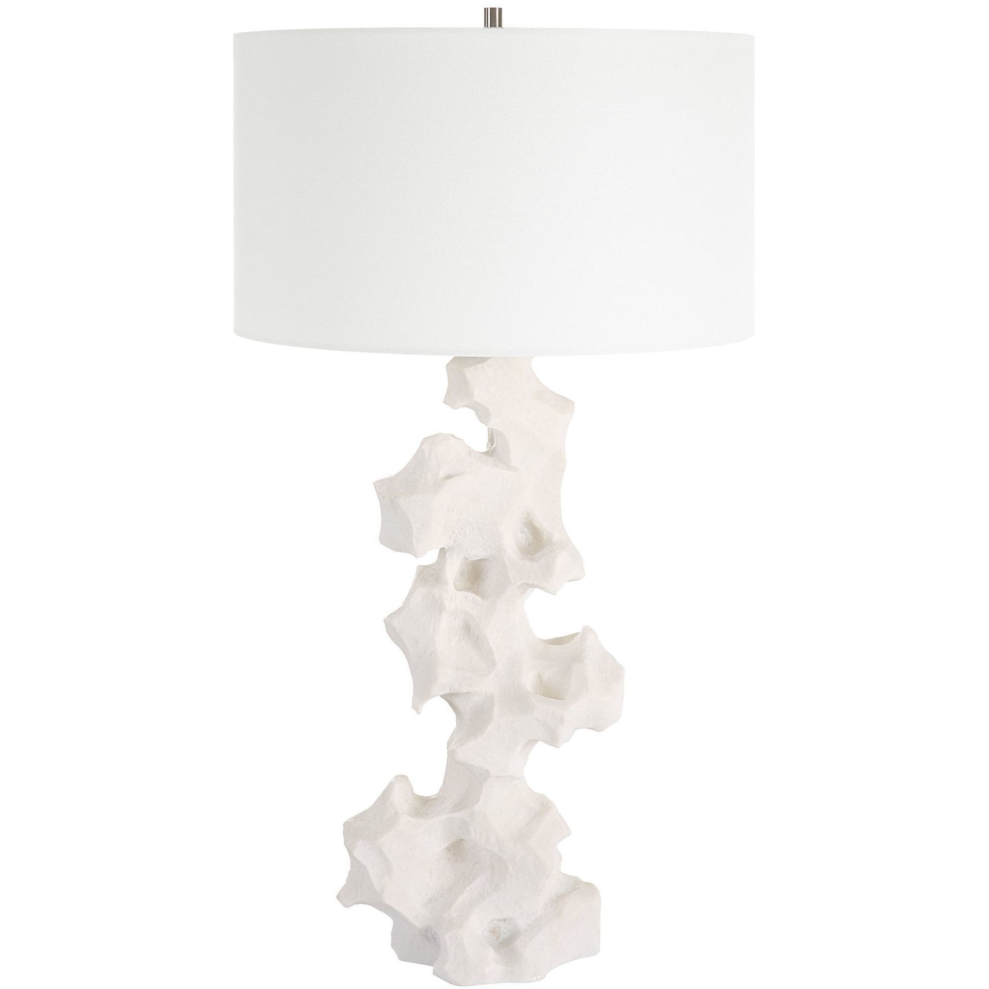 Remnant 32 inch 150 watt White Stone Table Lamp Portable Light