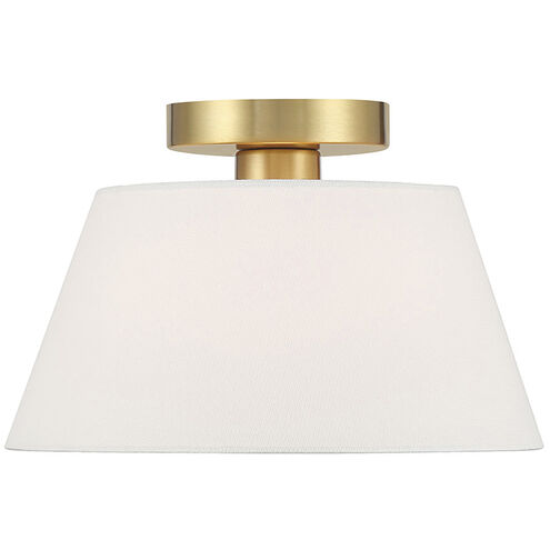 Modern 1 Light 12 inch Natural Brass Semi-Flush Ceiling Light