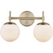 None 2 Light 15.5 inch Modern Gold Bathroom Vanity Light Wall Light