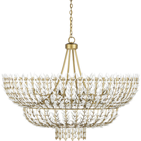 Magnum Opus 12 Light 56 inch Brass and White Chandelier Ceiling Light, Large