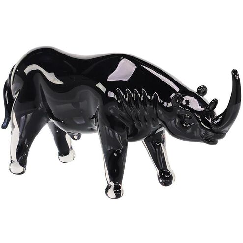 Glass Rhino 13 X 6.5 inch Sculpture