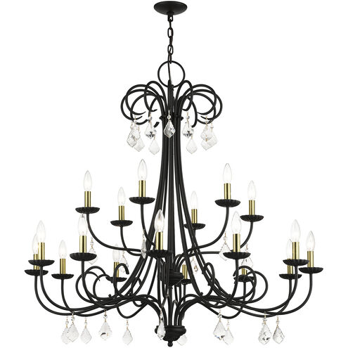 Daphne 18 Light 42 inch Black with Antique Brass Finish Accents Chandelier Ceiling Light in Black with Antique Brass Accents, Extra Large