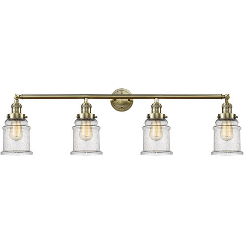Franklin Restoration Canton LED 42 inch Antique Brass Bath Vanity Light Wall Light in Seedy Glass, Franklin Restoration