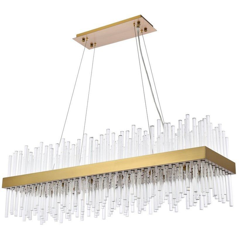 Dallas 24 Light 42 inch Satin Gold Linear Chandelier Ceiling Light