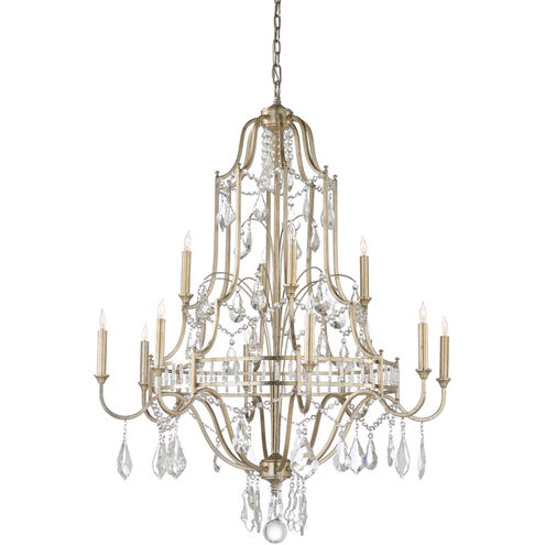 Wildwood 12 Light 35 inch Antique Silver Leaf Chandelier Ceiling Light, Large