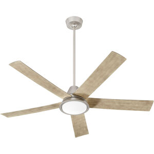 Temple 56 inch Satin Nickel with Weathered Gray Blades Ceiling Fan