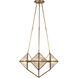 Cairo 4 Light 21 inch Ribbed Glass/Vintage Brass Chandelier Ceiling Light