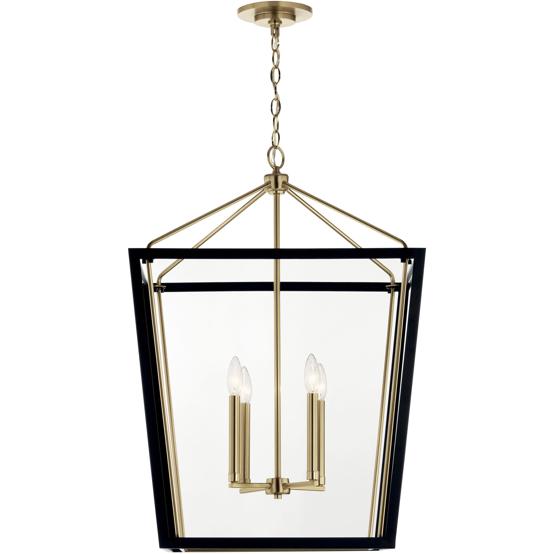 Delvin 4 Light 22.25 inch Champagne Bronze with Black Foyer Pendant Ceiling Light