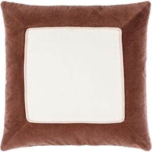 Squared 22 X 22 inch Off-White/Brick/Light Pink Accent Pillow