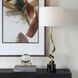 Spiraling 35 inch 7 watt Antique Brass and Black Marble Cordless Buffet Lamp Portable Light
