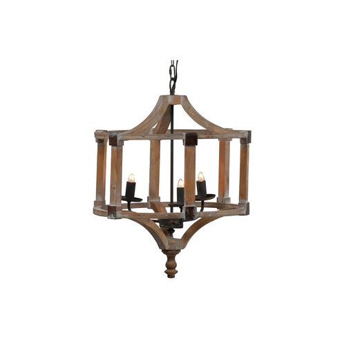 Andreas 3 Light 20.1 inch Antique Wood Chandelier Ceiling Light