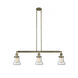 Franklin Restoration Bellmont 3 Light 39 inch Antique Brass Island Light Ceiling Light in Incandescent, Seedy Glass, Franklin Restoration