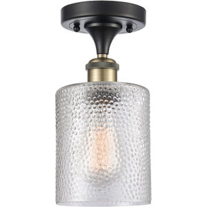 Ballston Cobbleskill LED 5 inch Black Antique Brass Semi-Flush Mount Ceiling Light in Clear Glass, Ballston