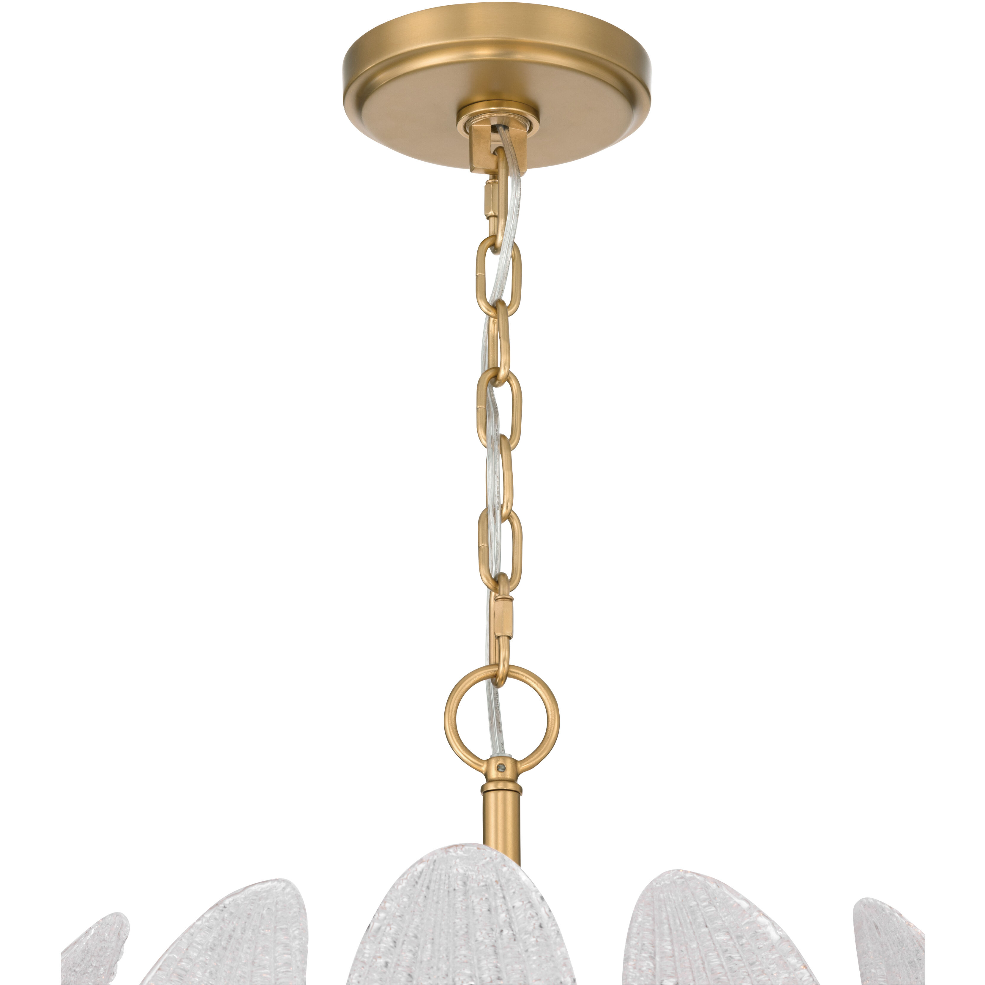 Marclaire 6 Light 19.75 inch Legacy Brass Pendant Ceiling Light in Clear Textured Handmade Glass