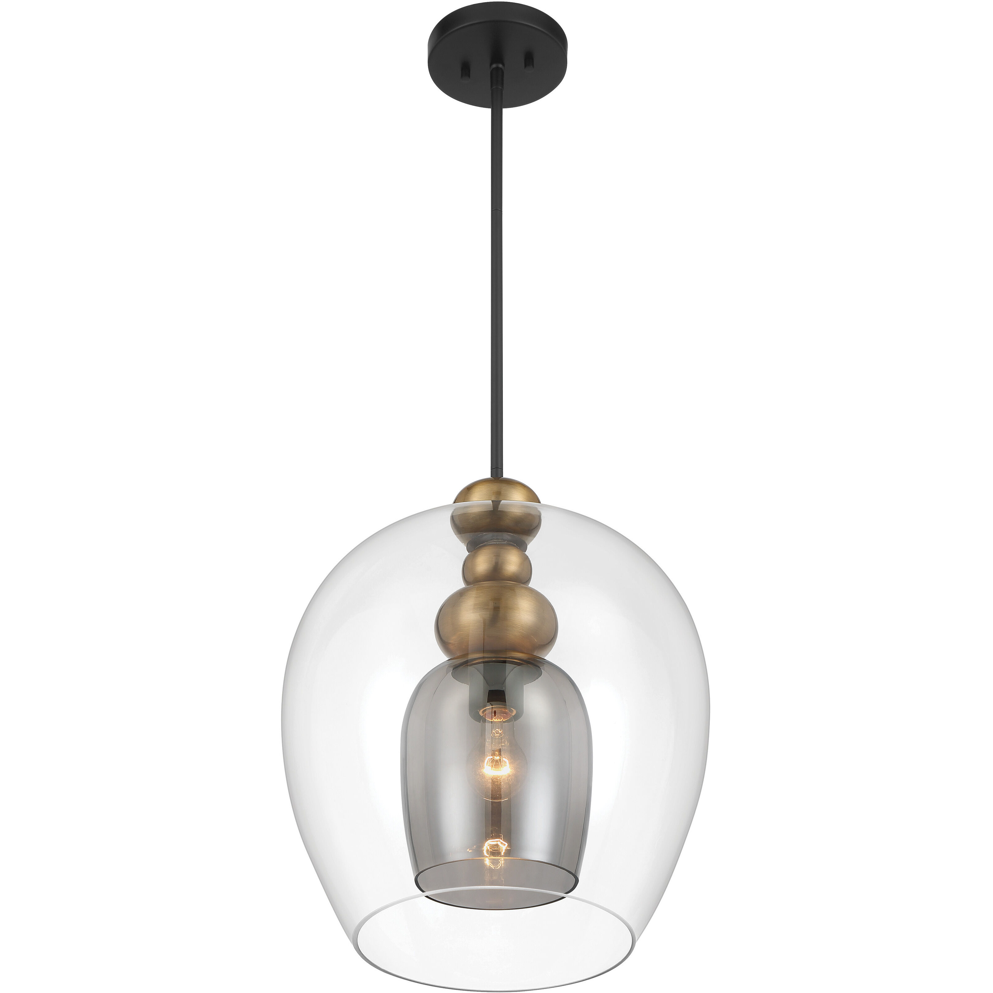Amesbury 1 Light 15.75 inch Coal and Oxidized Aged Brass Pendant Ceiling Light