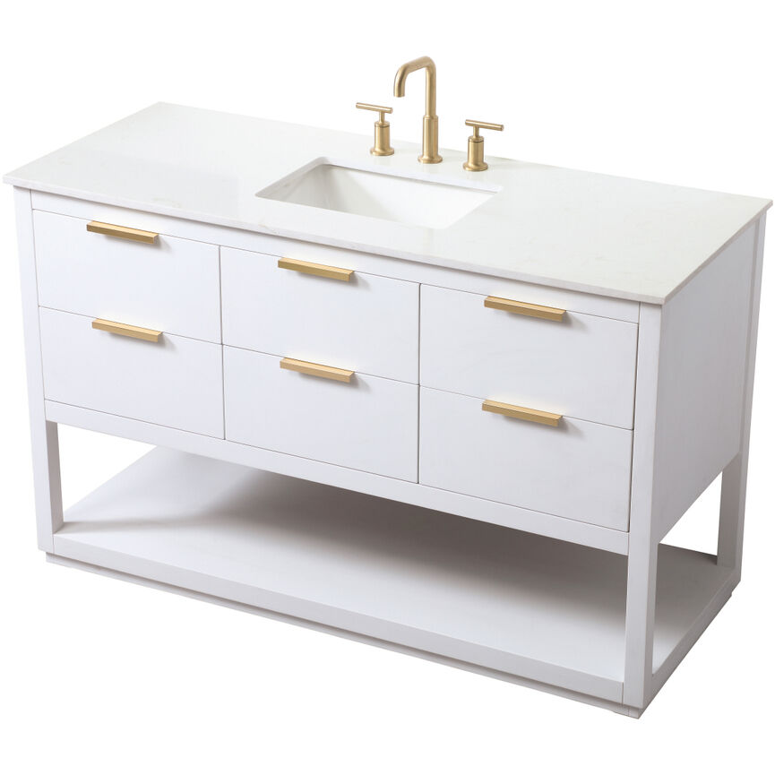 Larkin 54 X 22 X 34 inch White Vanity Sink Set