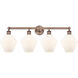 Cindyrella 4 Light 35 inch Antique Copper and Cased Matte White Bath Vanity Light Wall Light