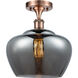 Ballston Large Fenton 1 Light 11 inch Antique Copper Semi-Flush Mount Ceiling Light in Plated Smoke Glass, Ballston