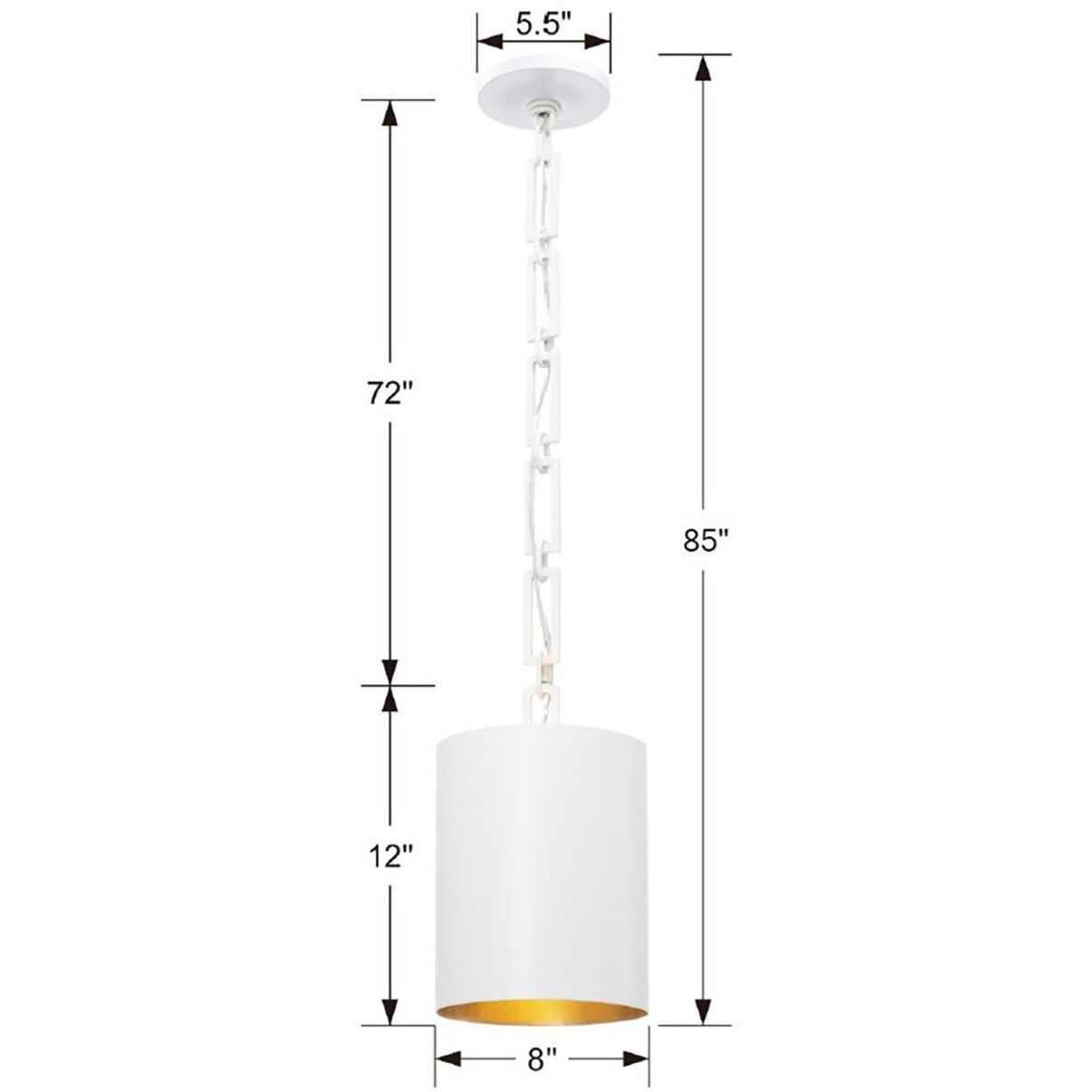 Alston 1 Light 8 inch Matte White/Antique Gold Mini Pendant Ceiling Light in Matte White and Antique Gold