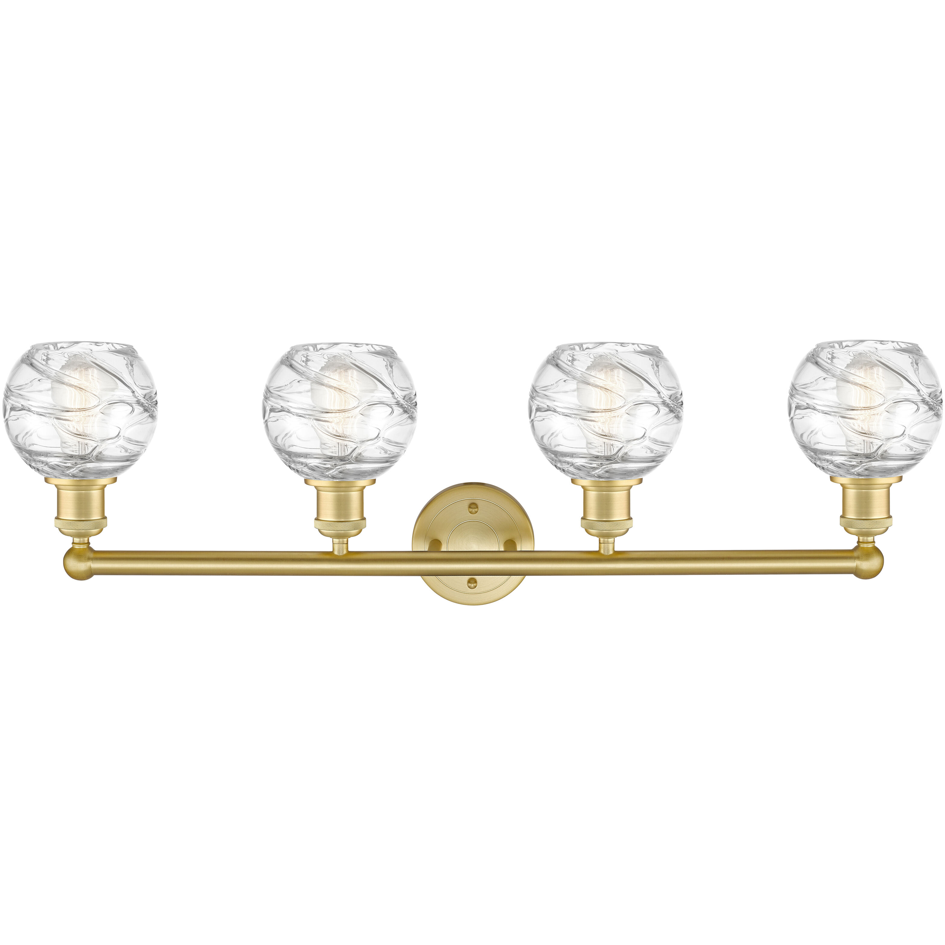 Athens Deco Swirl 4 Light 33 inch Satin Gold Bath Vanity Light Wall Light in Clear Deco Swirl