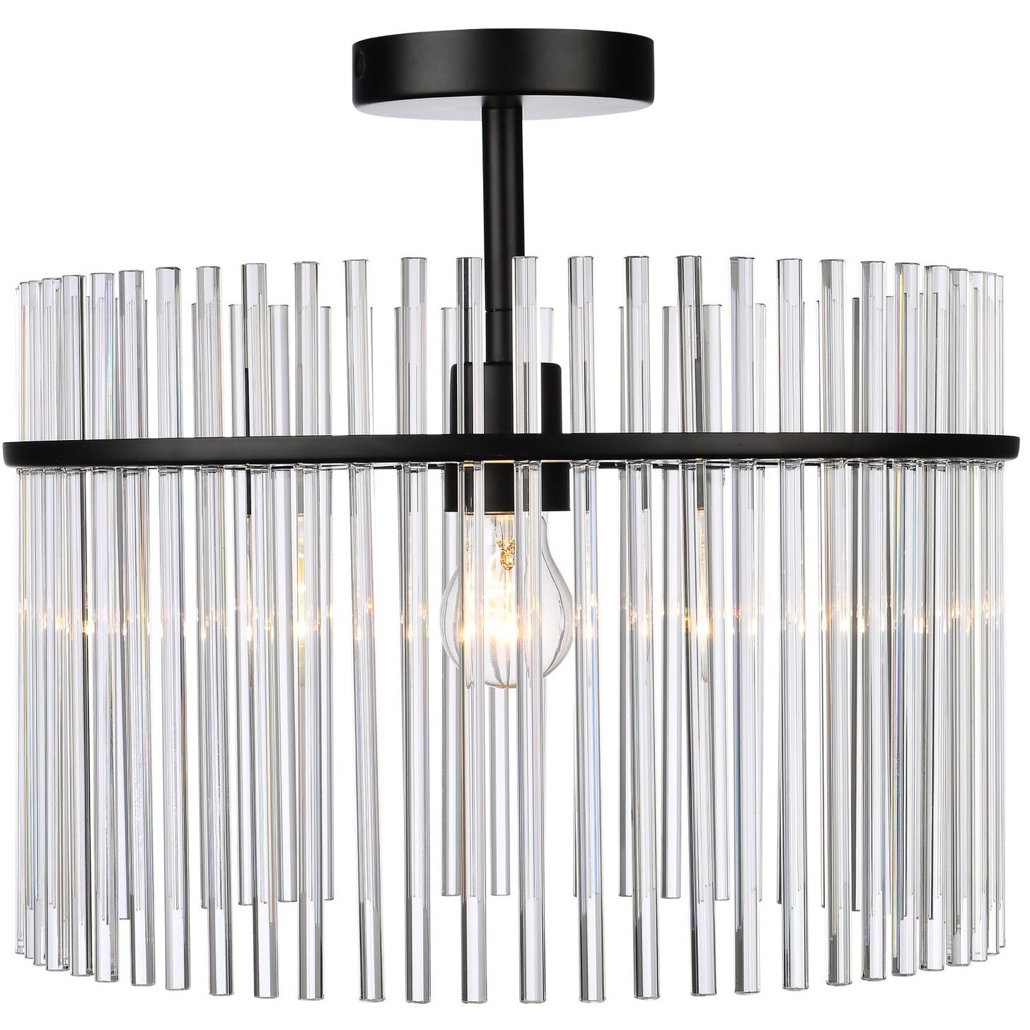 Ava 1 Light 15.7 inch Black Semi Flush Mount Ceiling Light